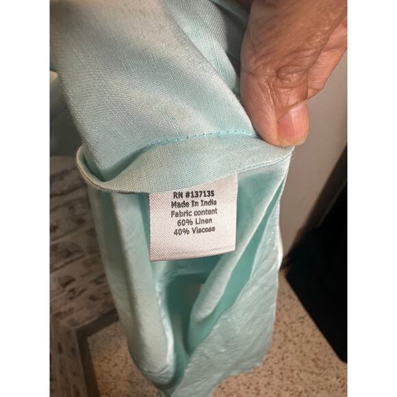 Bella Tu embellished 54" Kara caftan linen blend shirtdress size M $415 NWT - Picture 9 of 16